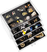 ProCase Earring Holder Organizer Jewelry Box with 5 Drawers, Acrylic Clear Earring Case with Adjustable Velvet Trays for Women