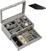 Wooden Jewelry Box with 2-Tier Watch Holder and Glass Top Lid | ProCase