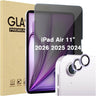 1 Pack Privacy Screen Protector + 2 Pack purple Camera Lens Protector for iPad Air 11 inch (M4) 2026 / 7th (M3) 2025 / 6th (M2) 2024