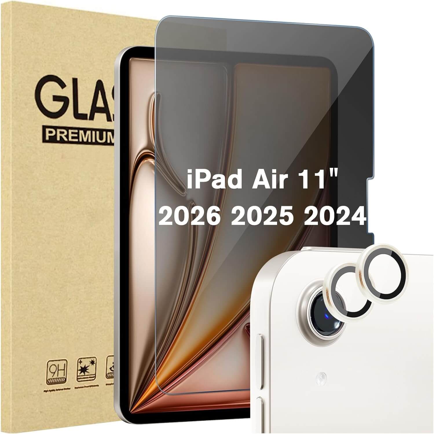 1 Pack Privacy Screen Protector + 2 Pack Camera Lens Protector for iPad Air 11 inch (M4) 2026 / 7th (M3) 2025 / 6th (M2) 2024