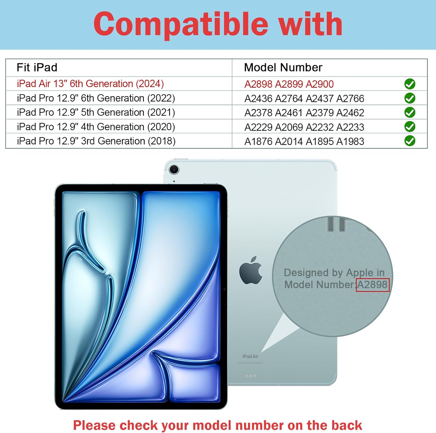 ProCase Transparent Back Folio Cover Case for iPad Air 13" Case M3/M2 & iPad Pro 12.9" 6th/5th/4th/3rd Gen Blue