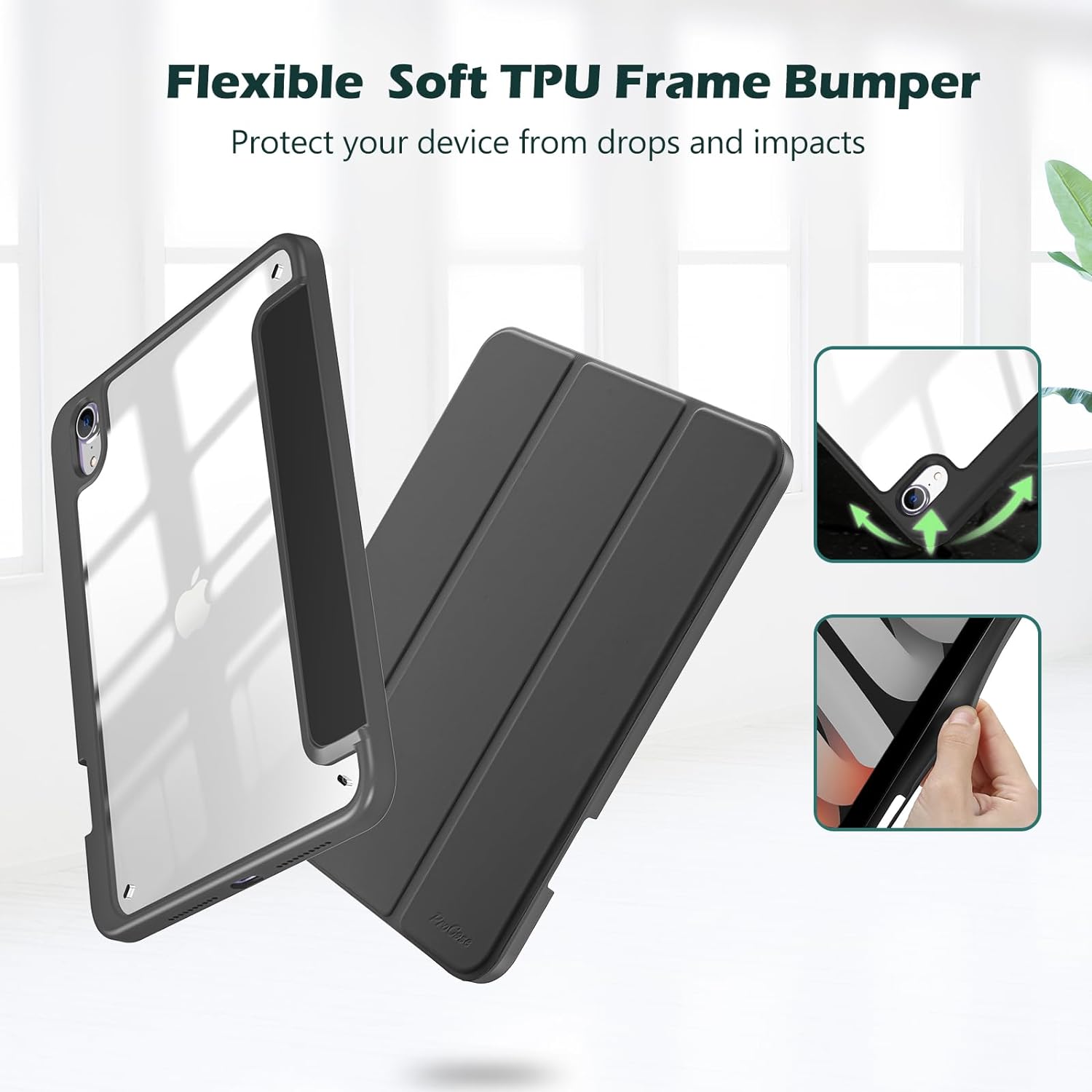 ProCase Smart Case for iPad Mini 6th Gen with Pencil Holder Black