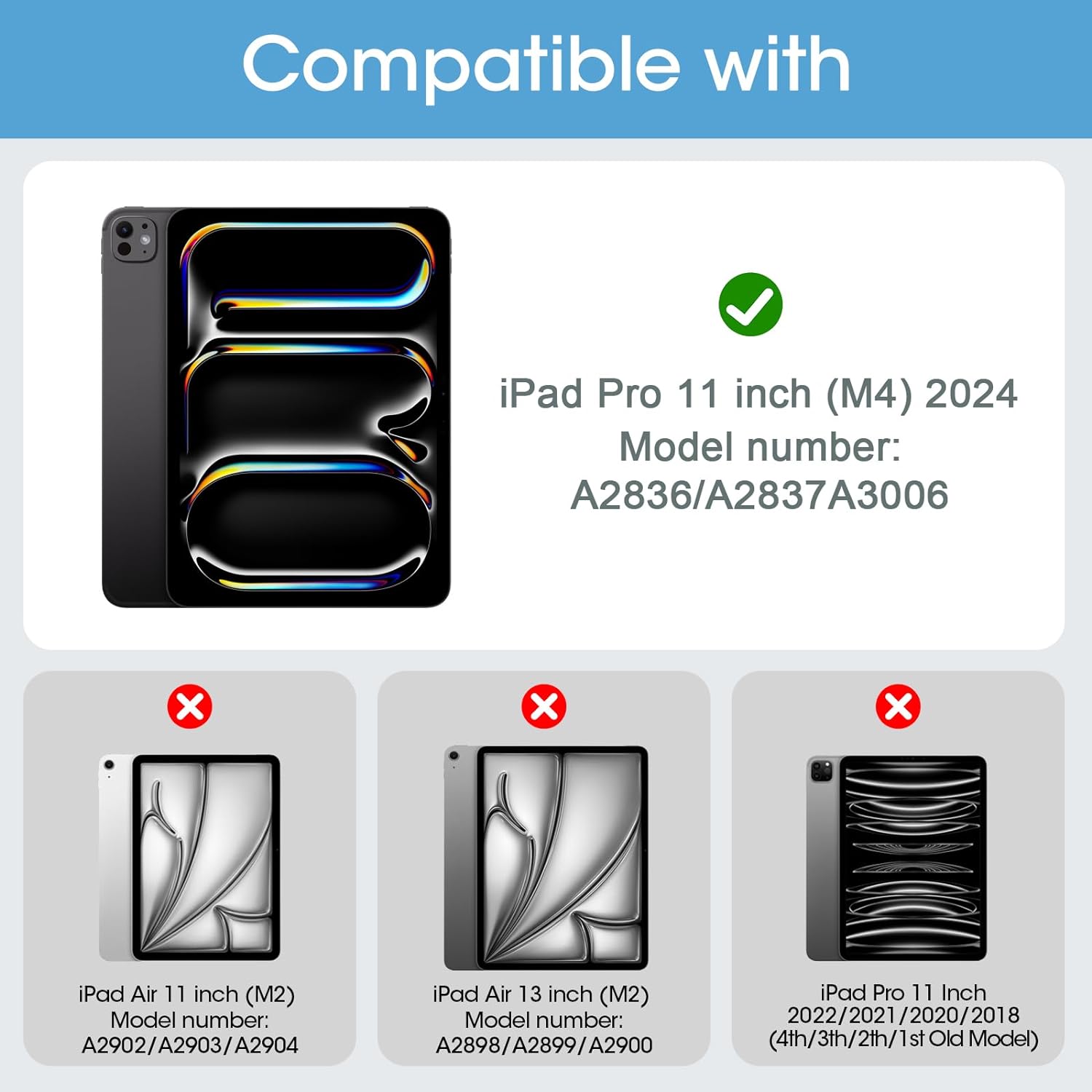 ProCase Smart Case for iPad Pro 11 Inch 2024 M4 with Pencil Holder Black