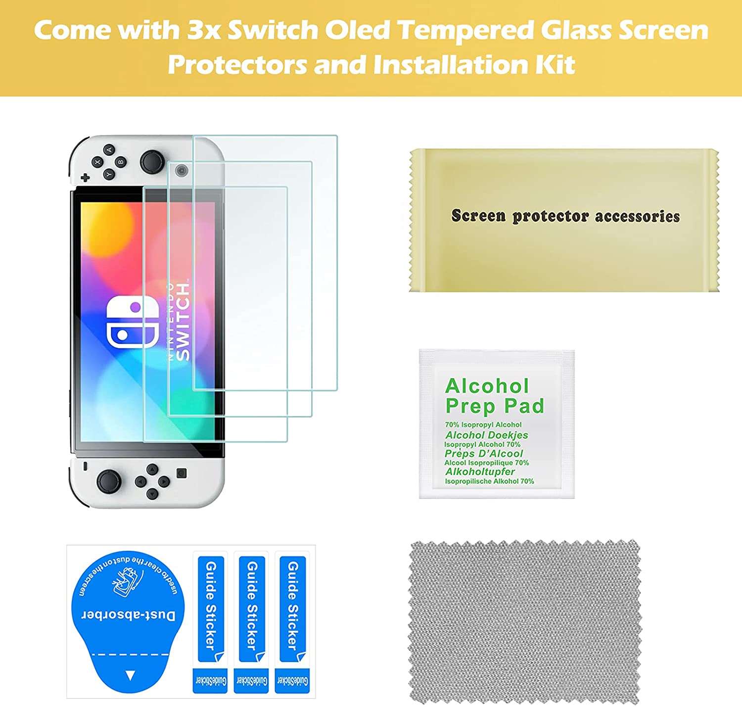 (3 Pack) Nintendo Switch OLED 2021 Tempered Glass Screen Protector | ProCase