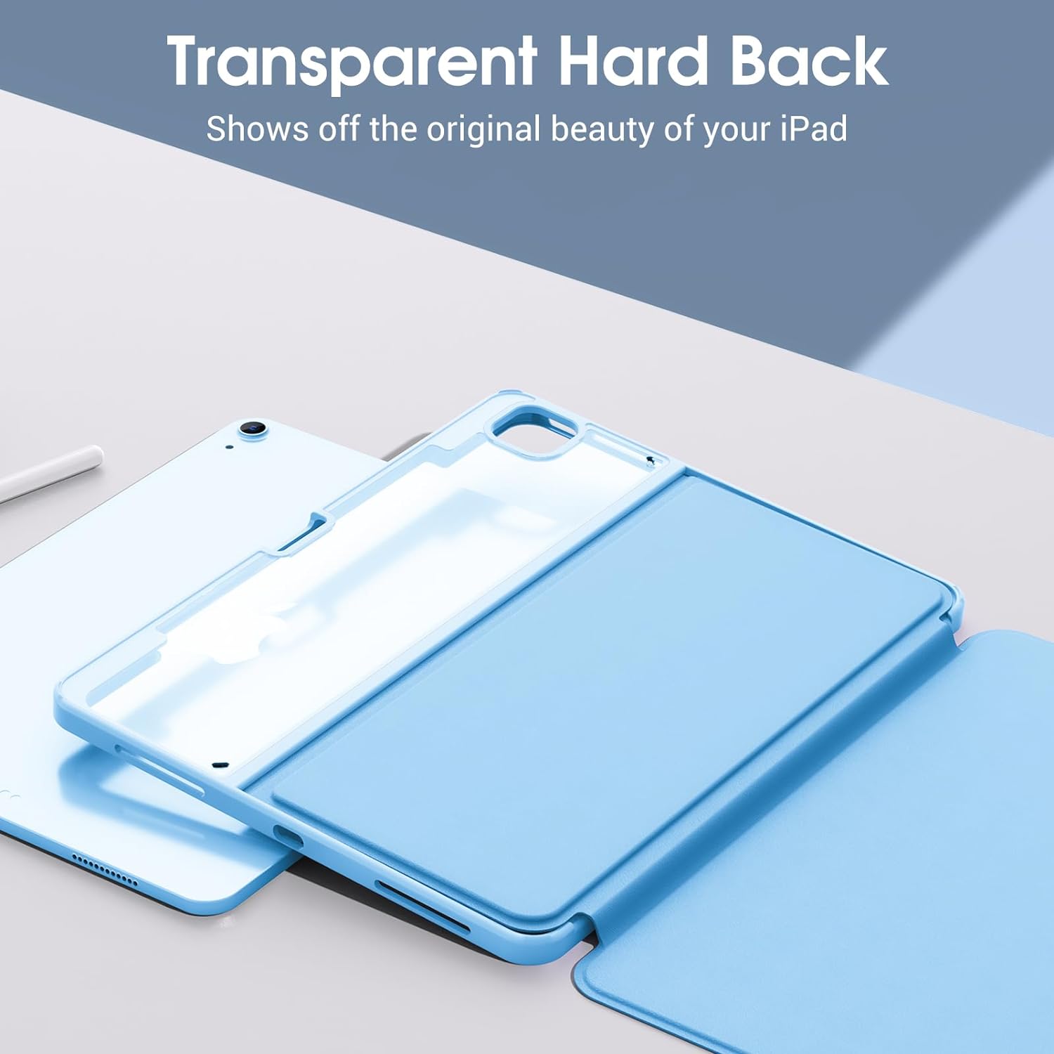 ProCase Transparent Back Folio Cover Case for iPad Air 13" Case M3/M2 & iPad Pro 12.9" 6th/5th/4th/3rd Gen Blue