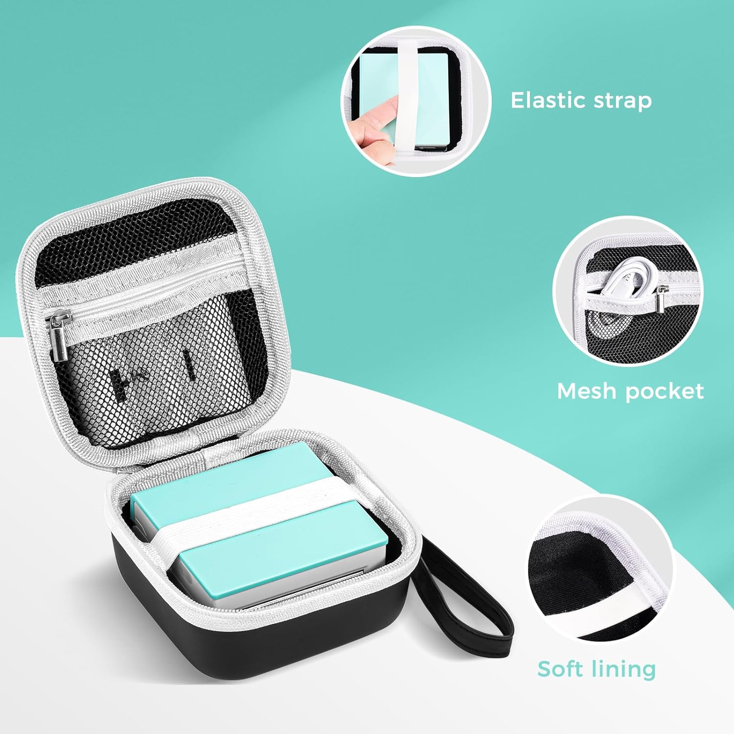 ProCase Carrying Case for Sticker Printer Phomemo M02 P12 Memoking T02 Black