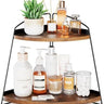 ProCase Wood Triangle Bathroom Counter Organizer 2 Tier Brown