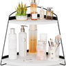 ProCase Wood Triangle Bathroom Counter Organizer 2 Tier White