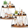ProCase Wood Triangle Bathroom Counter Organizer 2 Tier Brown