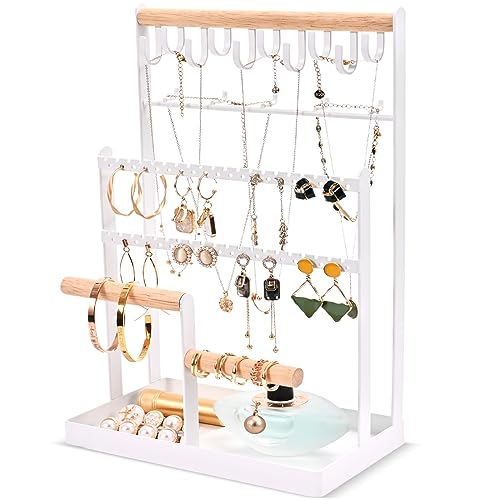 ProCase Jewelry Organizer Stand Earring Holder Organizer with 144 Earring Holes, 6 Tiers Necklace Display Rack Jewellery Tower Bracelets Holder
