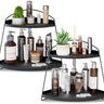 ProCase Wood Triangle Bathroom Counter Organizer 2 Tier Black