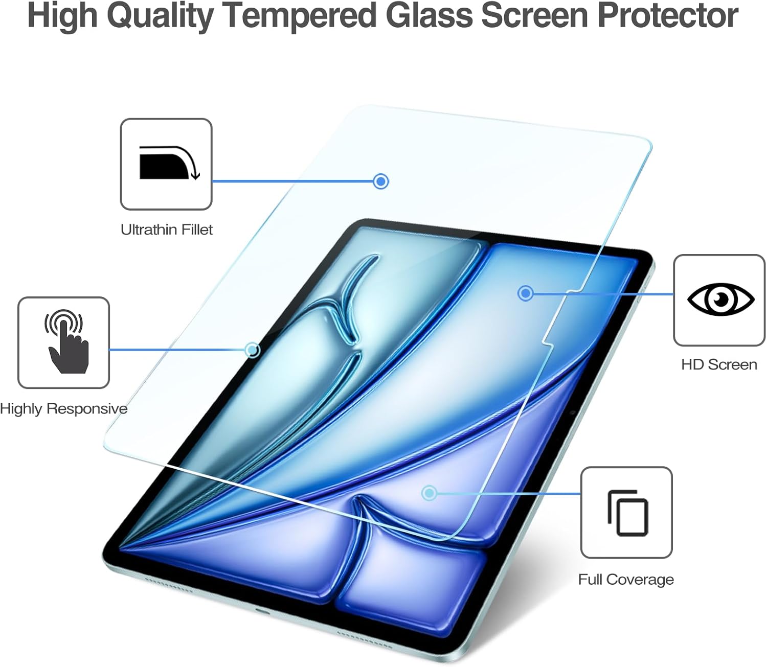 ProCase HD Screen Protector for iPad Air 13" 2024 M2 with Camera Lens Protector