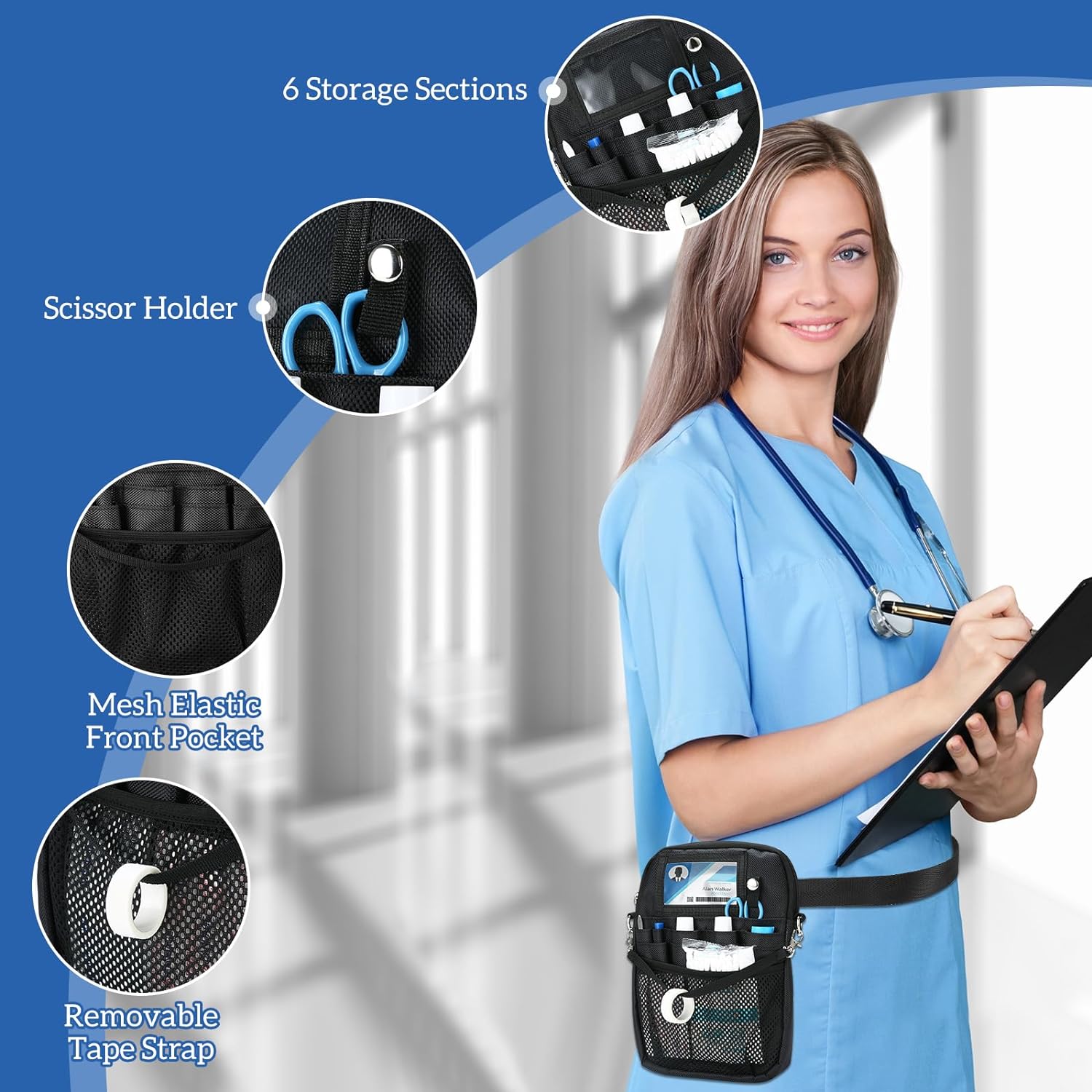 Nurse Supplies Waist Bag Pouch with Medical Tape Holder