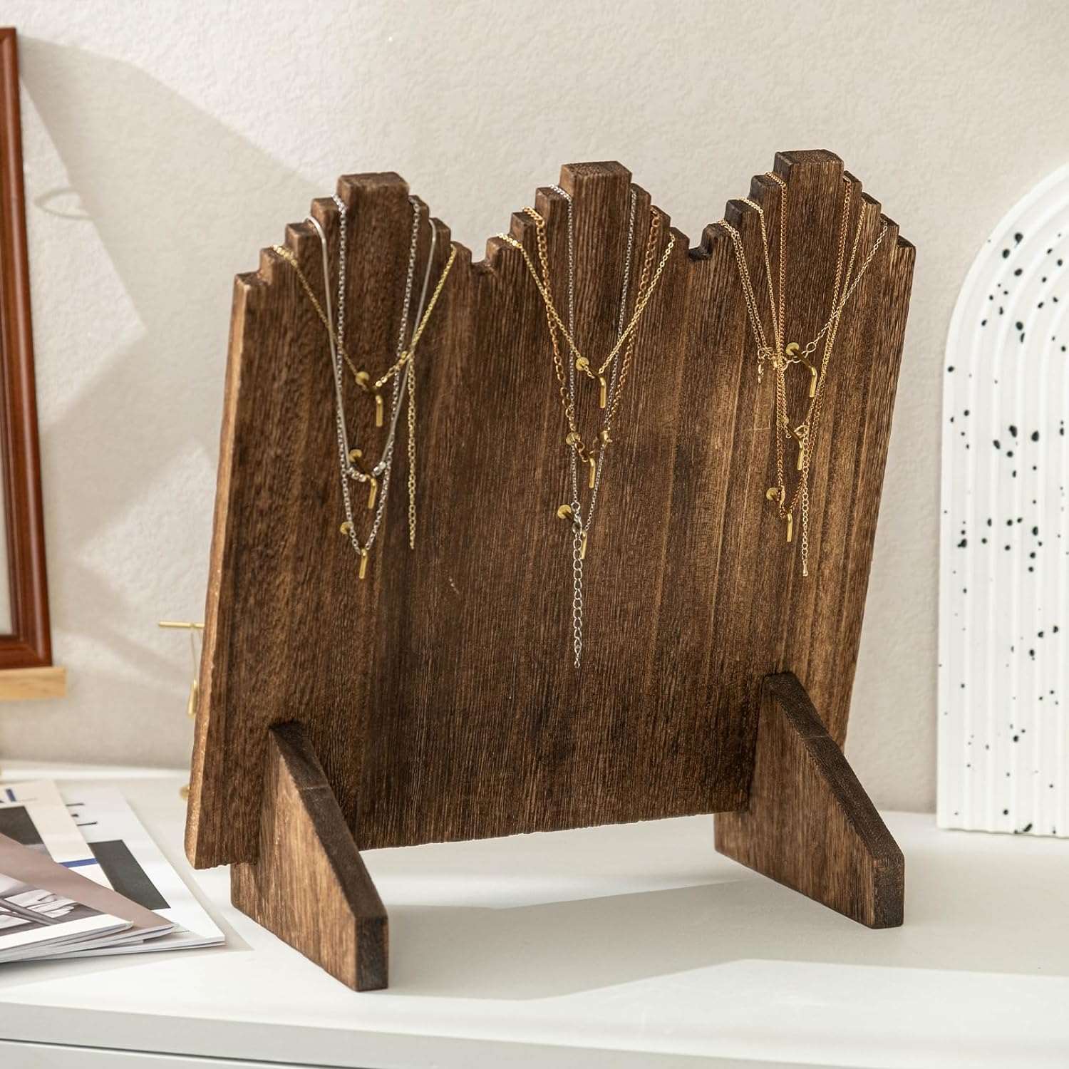 (1 Pack / 2 Pack) Wooden Necklace Display Stand Holder | Lolalet