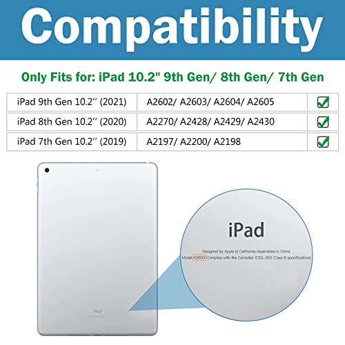 iPad 10.2" 7th Gen/ 8th Gen/ 9th Gen Slim Protective Case with Tempered Glass Screen Protector 