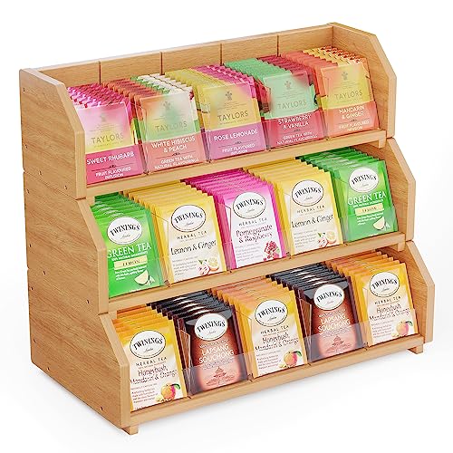 3 Layer Stackable Bamboo Tea Bag Organizer | Puricon