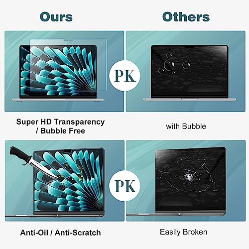 ProCase MacBook Air 15" M2 2023 A2941 Super HD Transparency Tempered Glass Screen Protector