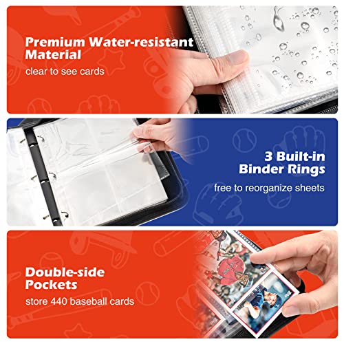 Baseball Trading Card Binder Fits 440-900 Cards