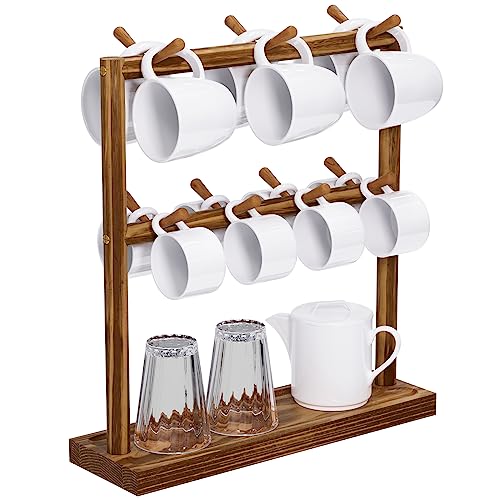 2-Tier Mugs Cups Stand Holder with 14 Hooks | Puricon