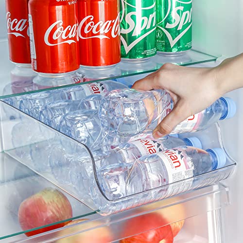 Puricon 2 Pack Soda Can Organizer Dispenser for Refrigerator, Clear Plastic Canned Food Pop Beverage Container Holder Storage Bin with Lid for