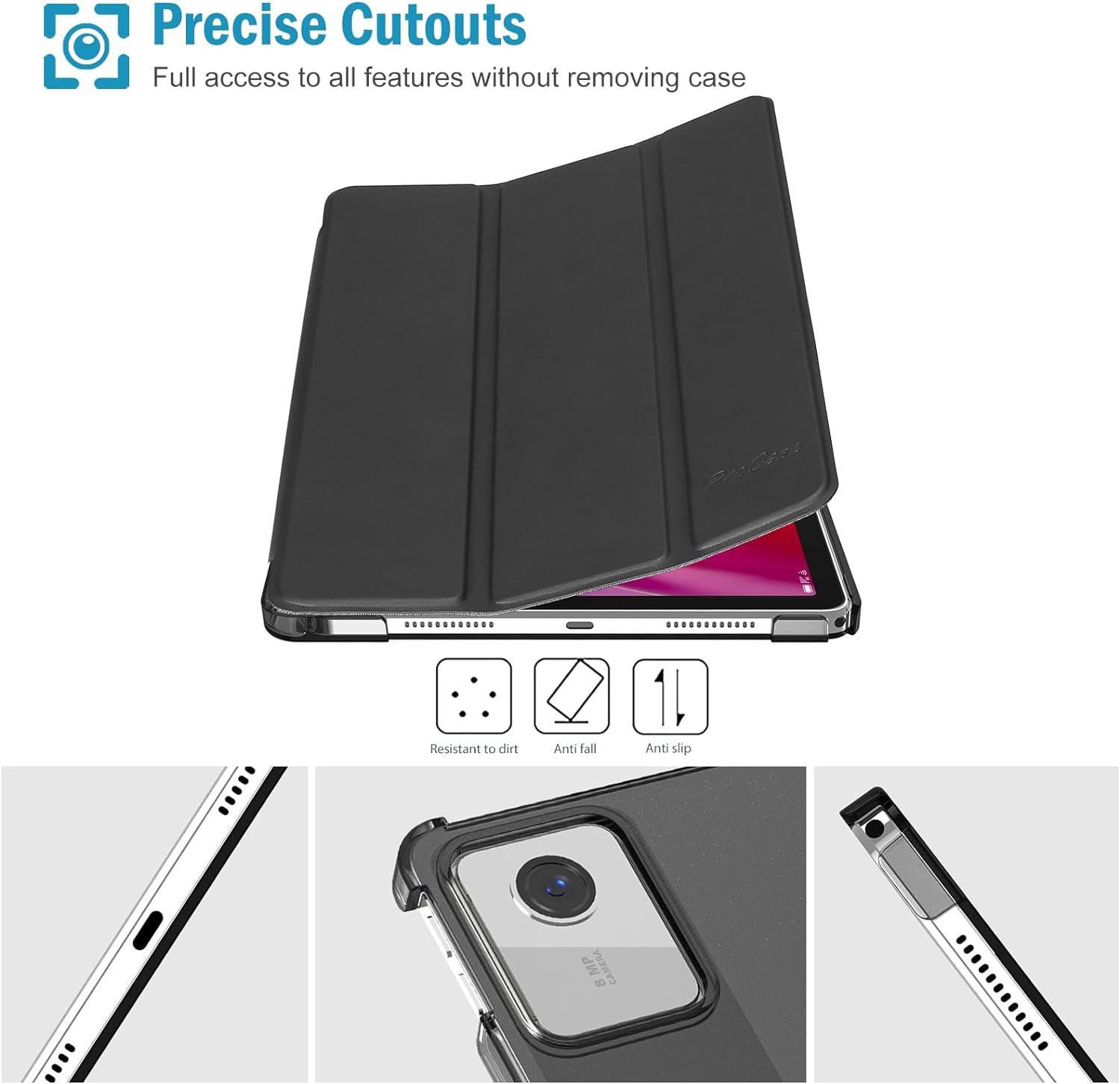 ProCase Smart Case for Lenovo Tab M11 11" 2024 TB330FU with Pen Holder Black
