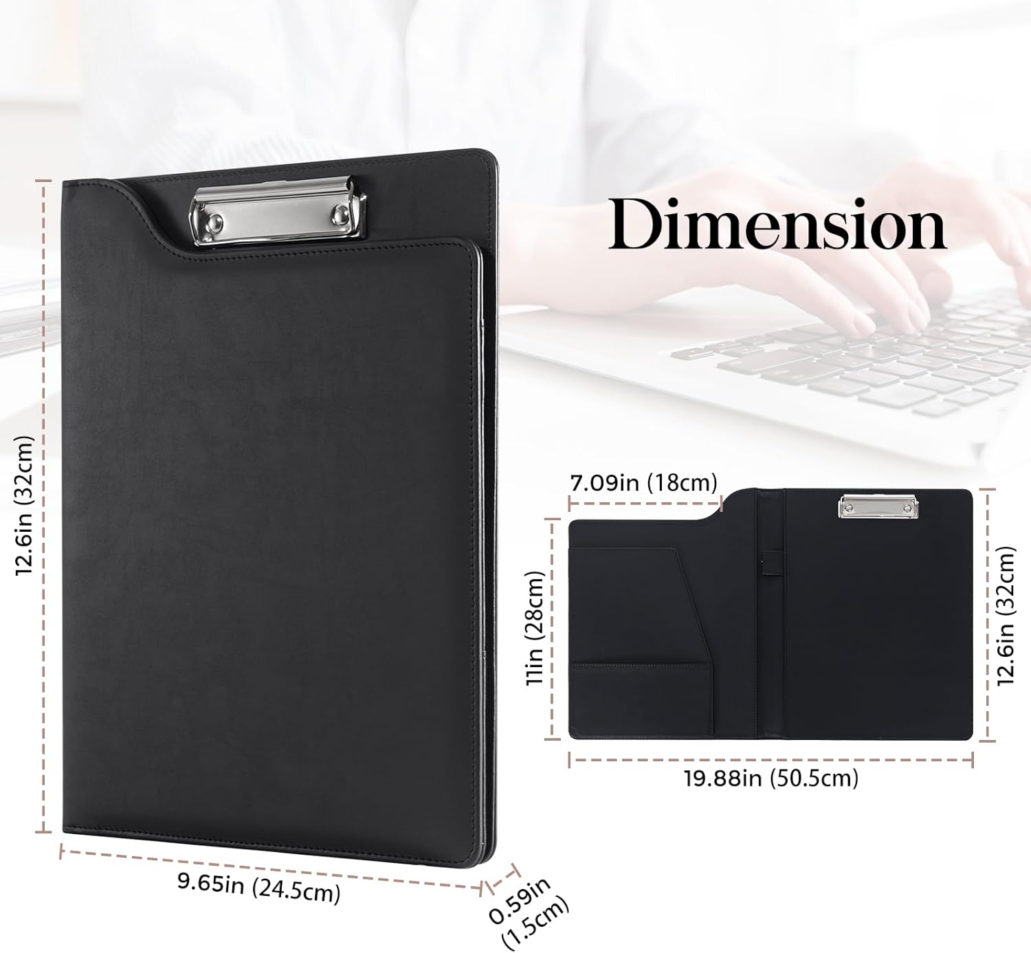 ProCase A4 Leather Clipboard Folder Portfolio Black