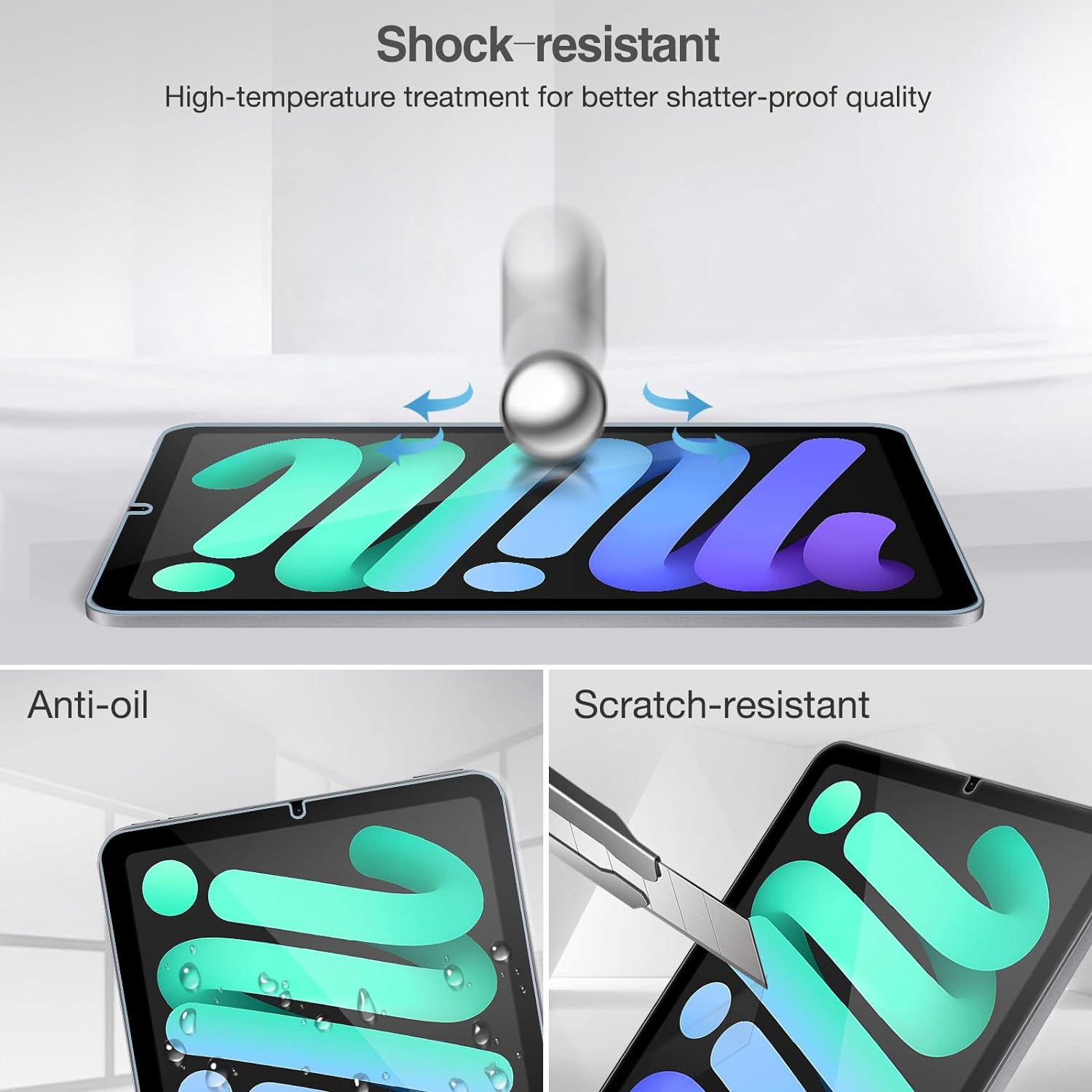 ProCase Tempered Glass Screen Protector for iPad Mini 6 with Camera Lens Protector