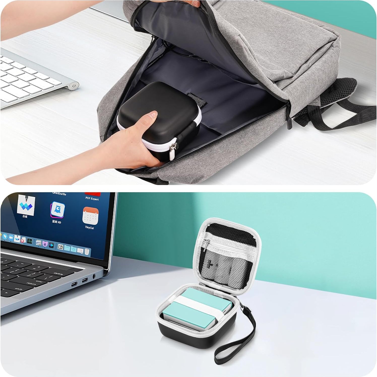 ProCase Carrying Case for Sticker Printer Phomemo M02 P12 Memoking T02 Black