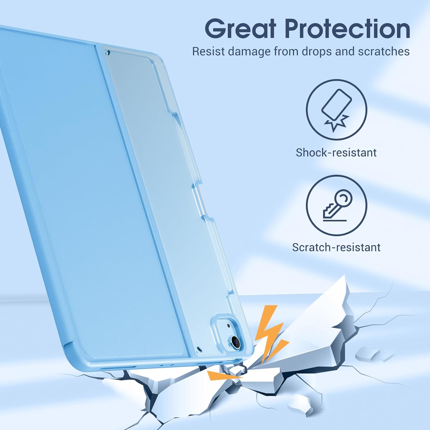 ProCase Transparent Back Folio Cover Case for iPad Air 13" Case M3/M2 & iPad Pro 12.9" 6th/5th/4th/3rd Gen Blue