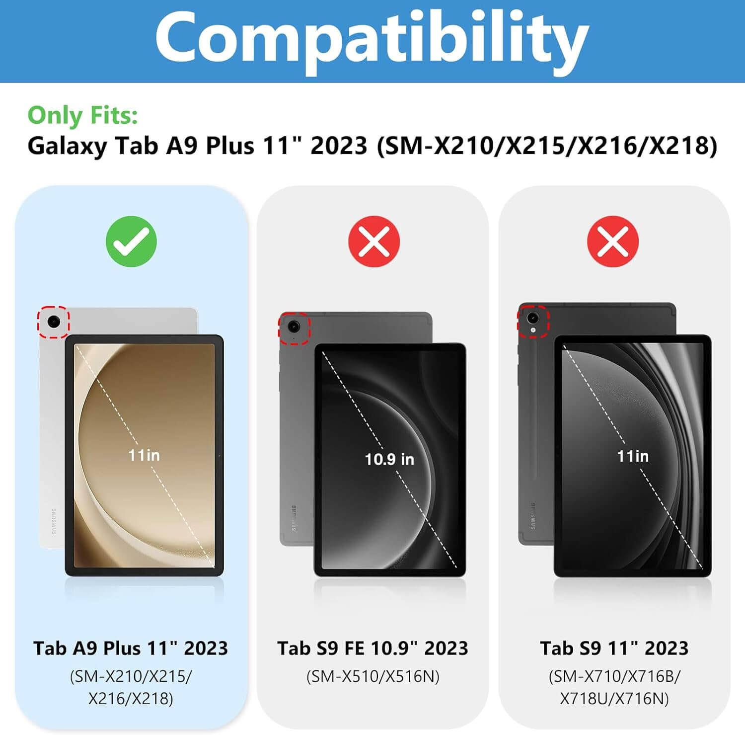 Galaxy Tab A9 Plus 11 Inch 2023 PU Leather Keyboard Case