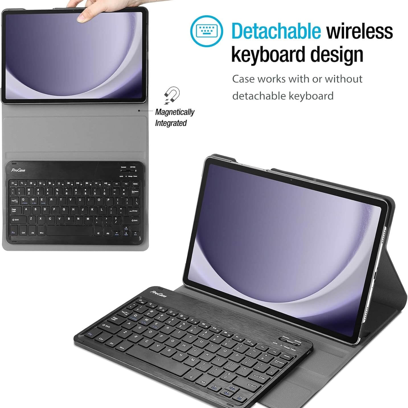 Galaxy Tab A9 Plus 11 Inch 2023 PU Leather Keyboard Case