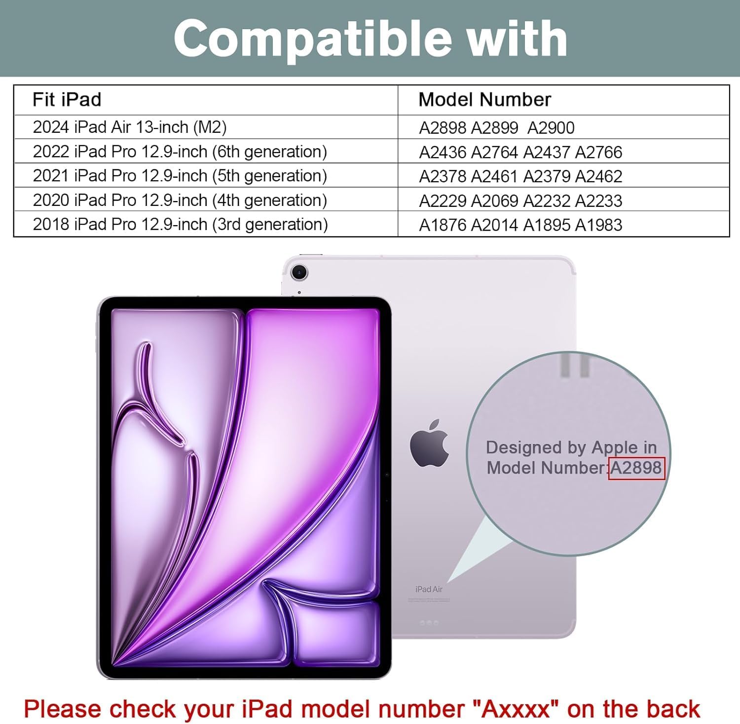ProCase Slim Case for iPad Air 13" M2 2024/ iPad Pro 12.9" 3-6th Gen Airblue
