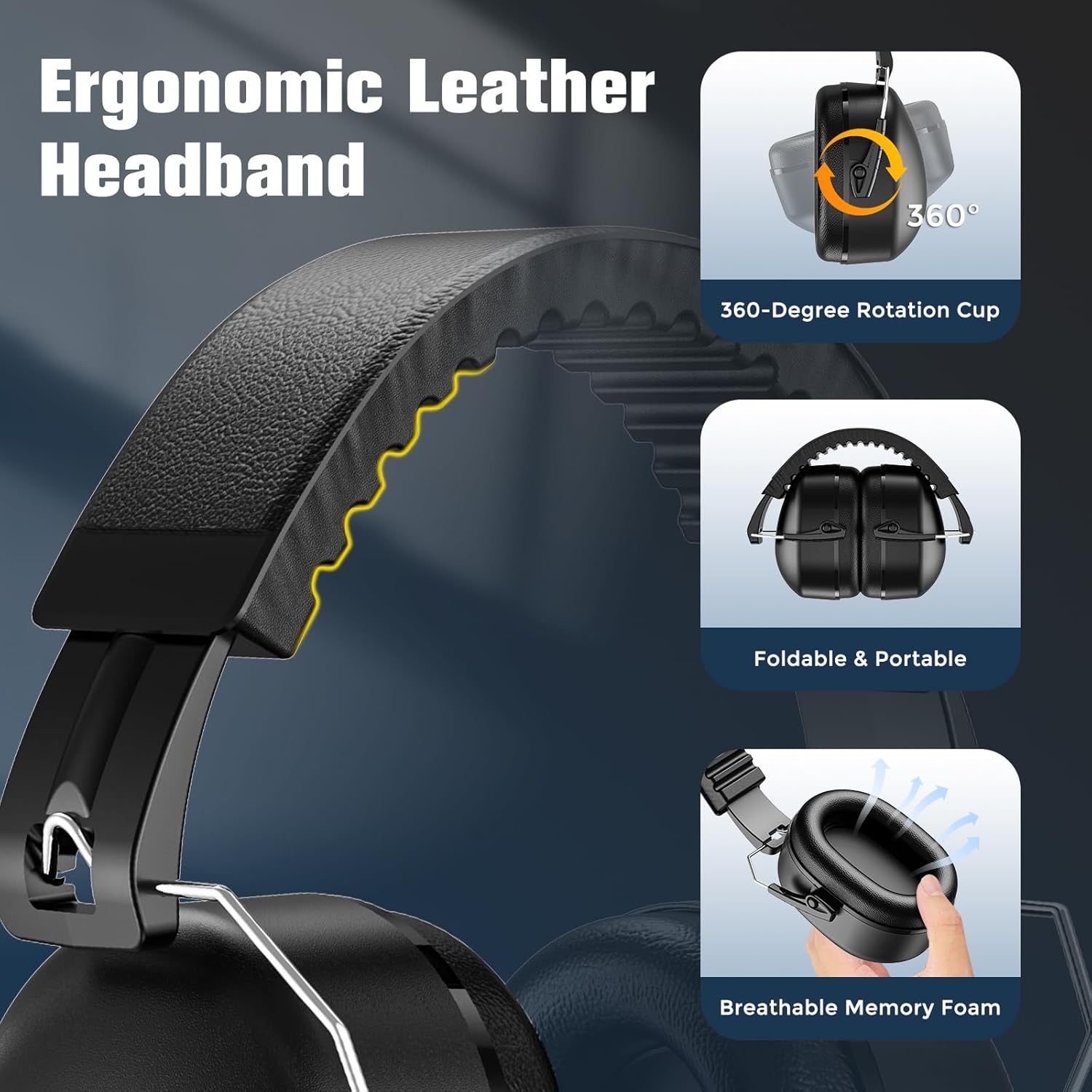 ProCase SNR 32dB Noise Reduction Ear Muffs Black