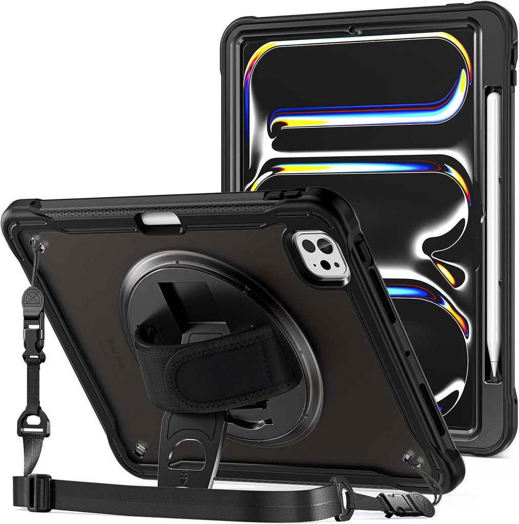 ProCase Heavy Duty Shockproof Rugged Case for iPad Pro 11/13 inch 2024 M4 Black