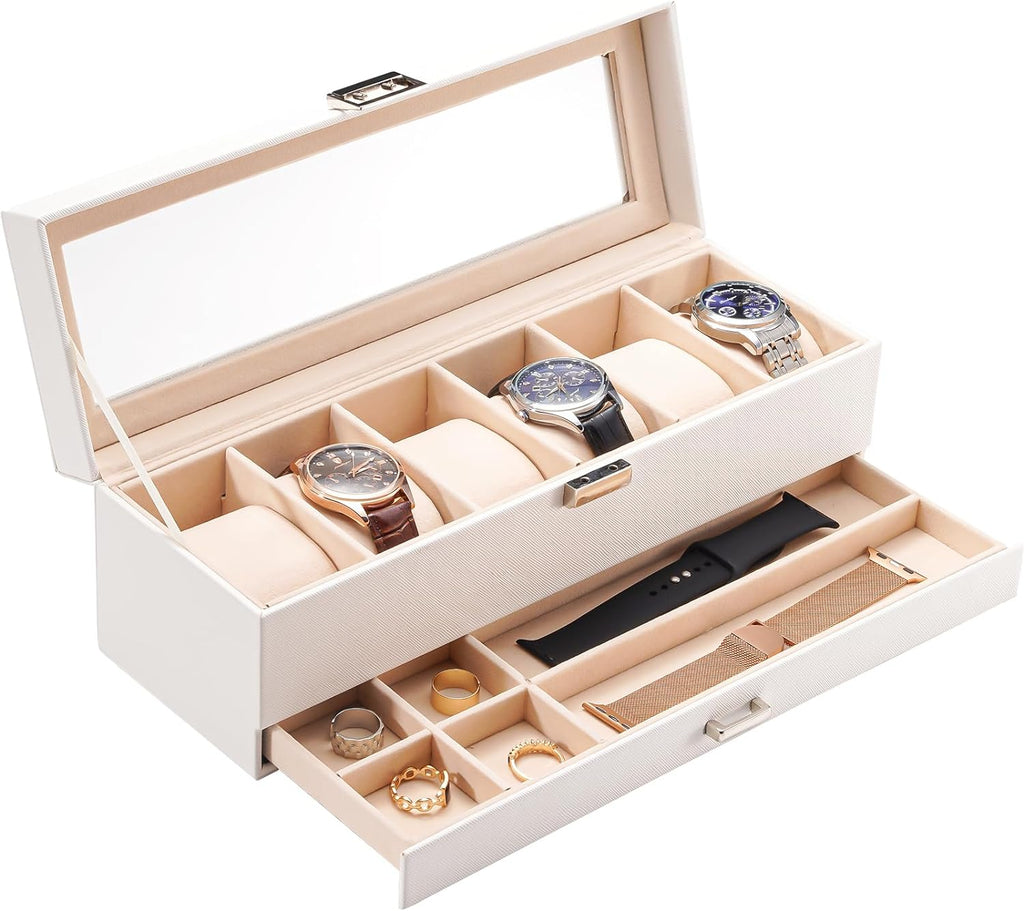 6 Slot Watch Box with Drawer