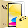 ProCase Tempered Glass Screen Protector for iPad 11th/10th Gen & Camera Lens Protector 2 Pack Yellow