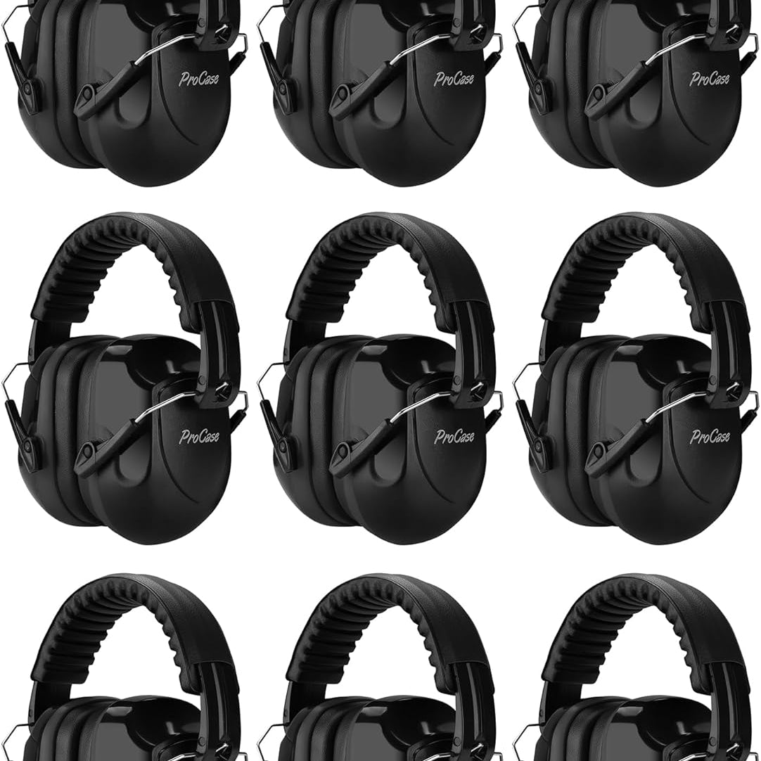ProCase Noise Reduction Ear Muffs Black 9 Pack