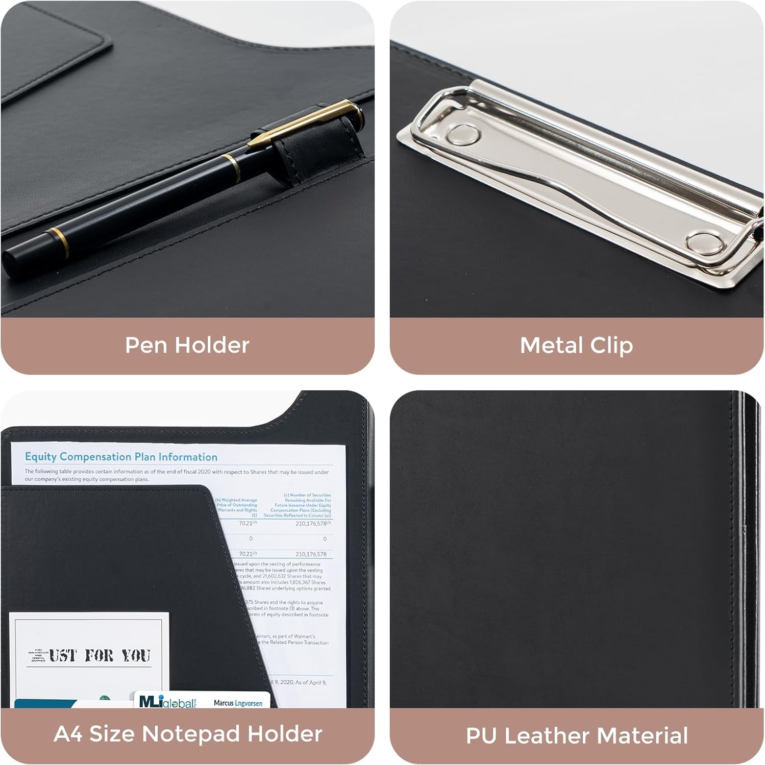 ProCase A4 Leather Clipboard Folder Portfolio Black