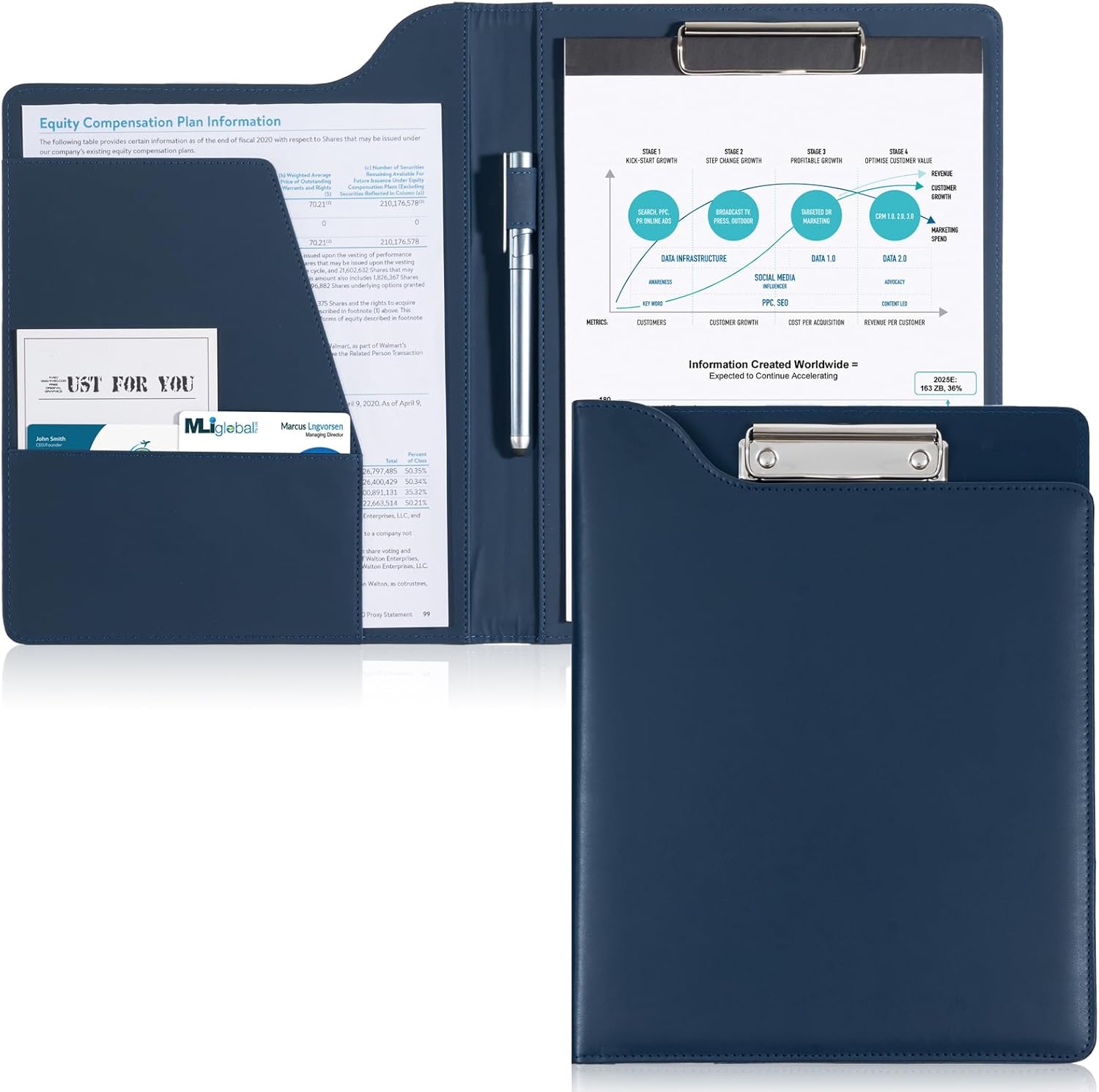 ProCase A4 Leather Clipboard Folder Portfolio Darkblue