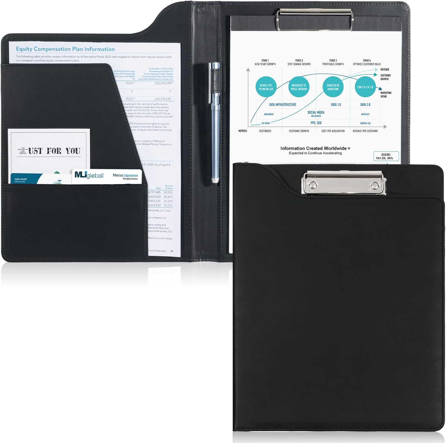 ProCase A4 Leather Clipboard Folder Portfolio Black