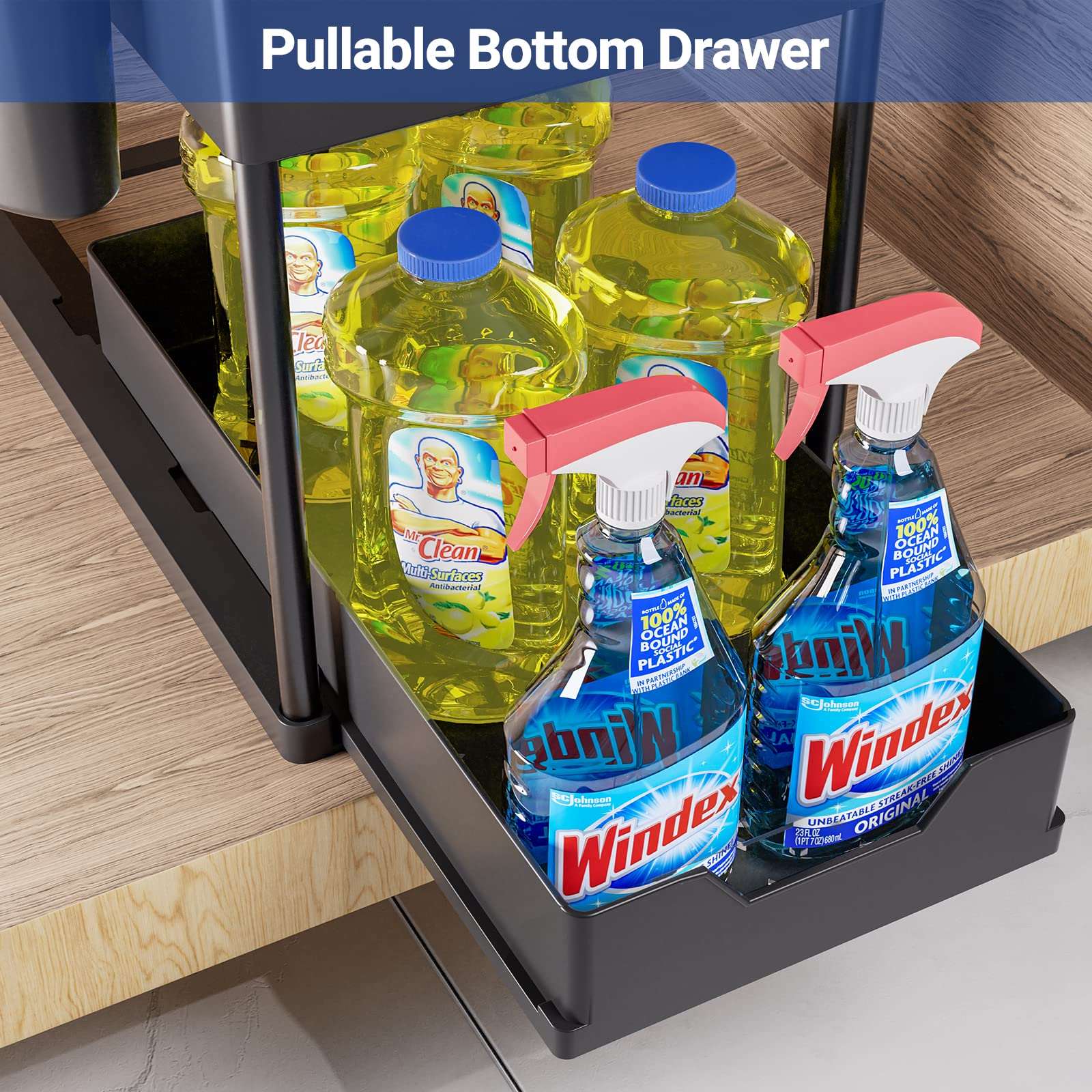 (1 Pack / 2 Pack) Under Sink Organizers Pull Out Sliding Drawer | Puricon