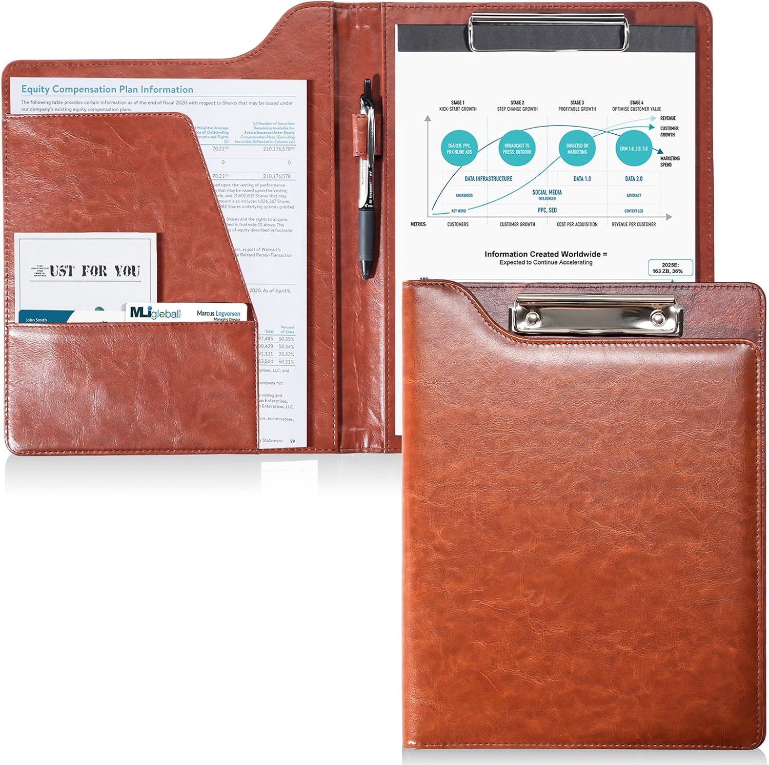 ProCase A4 Leather Clipboard Folder Portfolio Brown