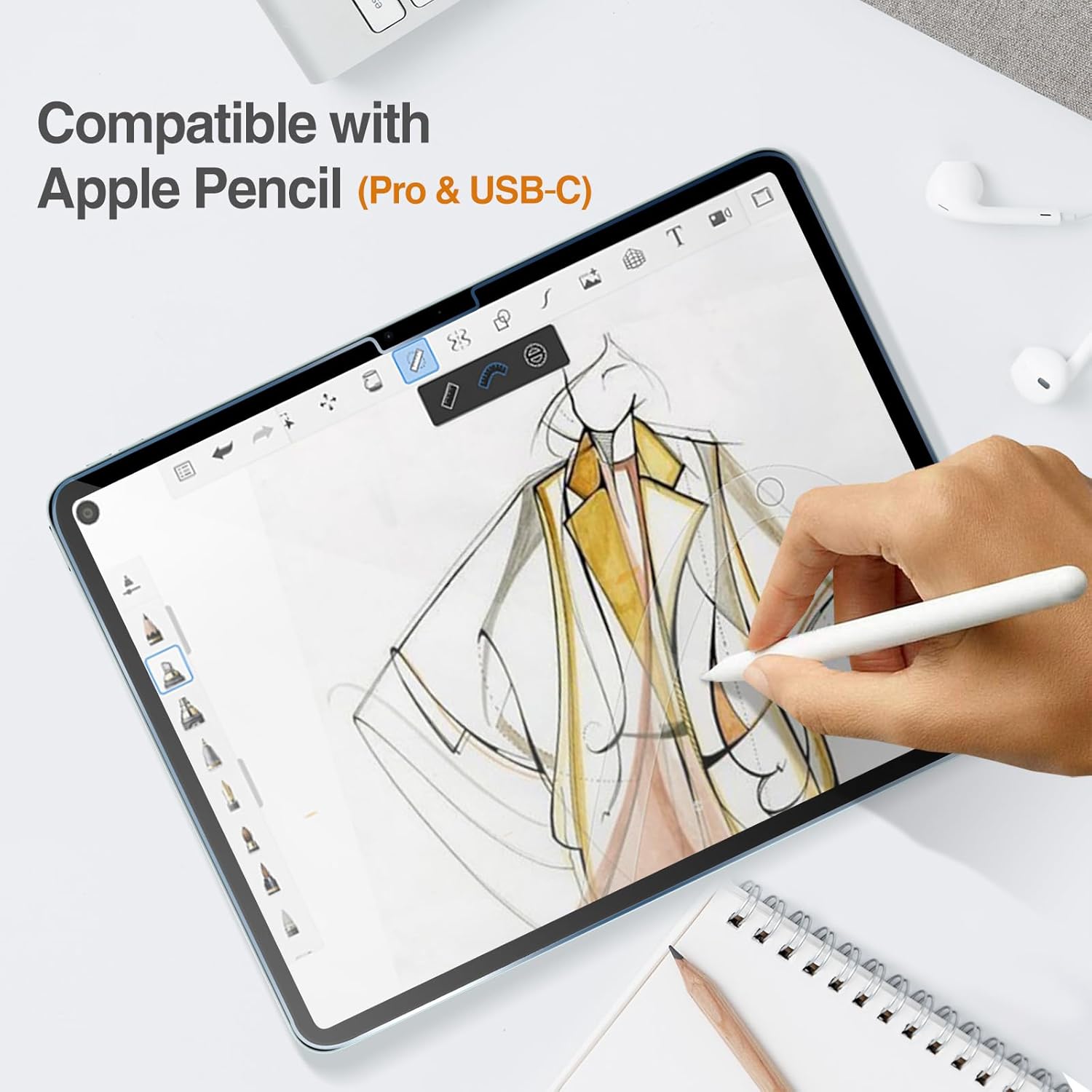 ProCase HD Screen Protector for iPad Air 13" 2024 M2 with Camera Lens Protector