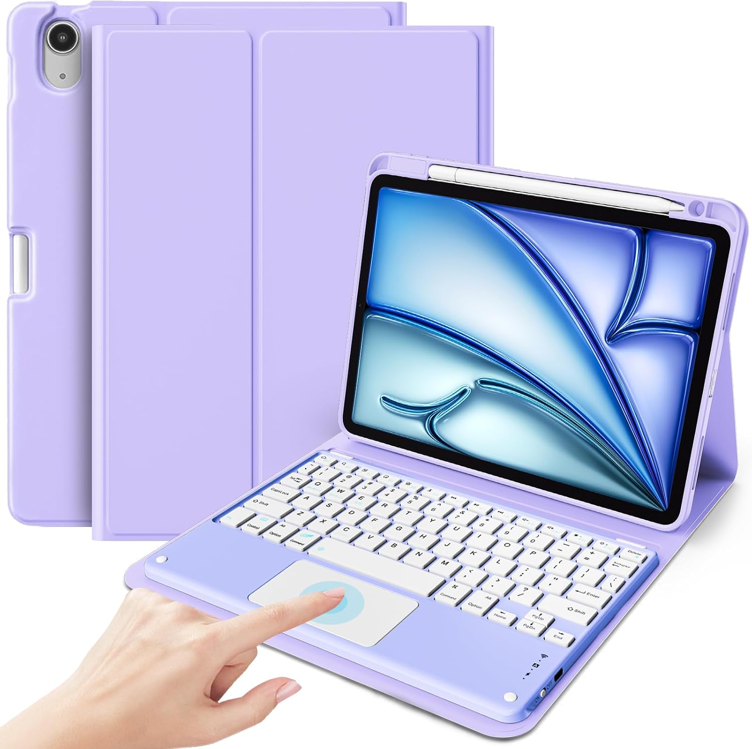 iPad Air 11" M4/M3/M2 & iPad Air 10.9" 4th/5th Gen Detachable Keyboard Case with Trackpad & Pencil Holder Purple
