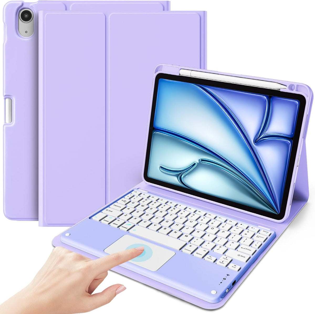 iPad Air 11" M4/M3/M2 & iPad Air 10.9" 4th/5th Gen Detachable Keyboard Case with Trackpad & Pencil Holder Purple