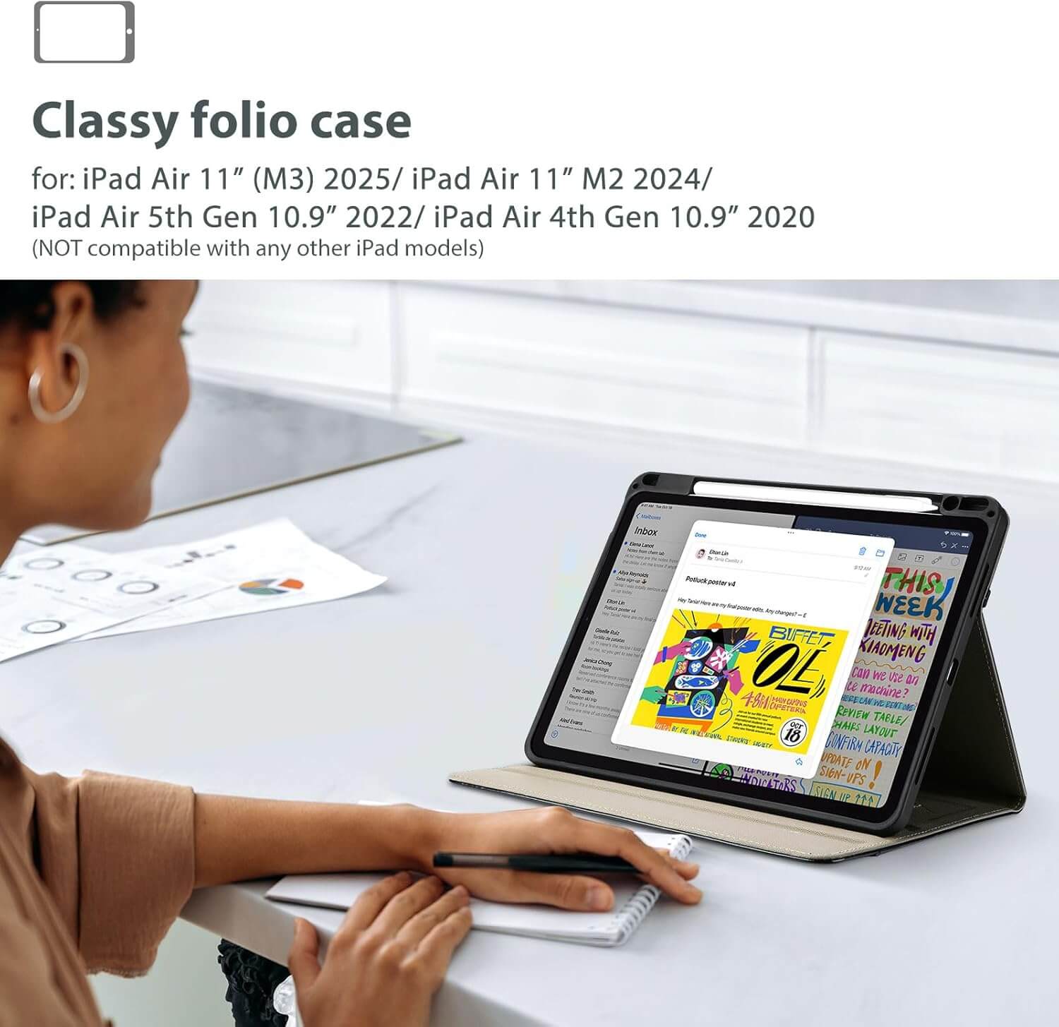 PU Leather Case for iPad Air 11 inch (M3) 2025/(M2) 2024