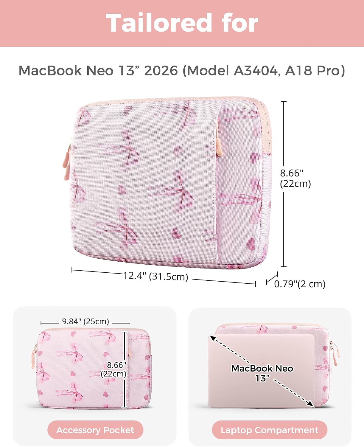MacBook Neo 13 Inch Sleeve for 2026 (A3404, A18 Pro)