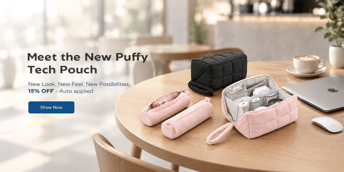 Travel Electronic Organizer Pouch, Puffy Tech Pouch