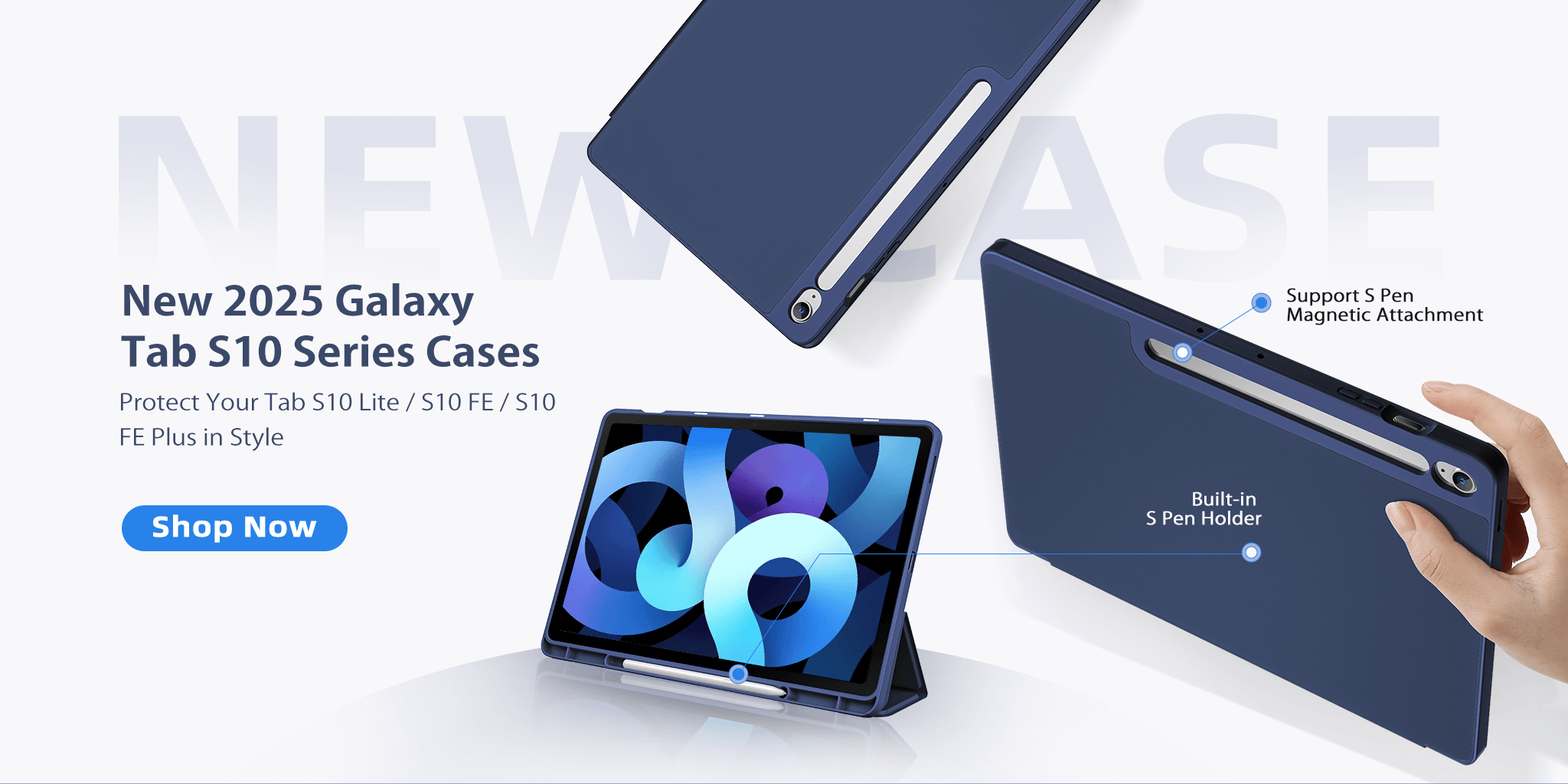 New 2025 Galaxy Tab S10 Series Cases with tablet and case on a white background.