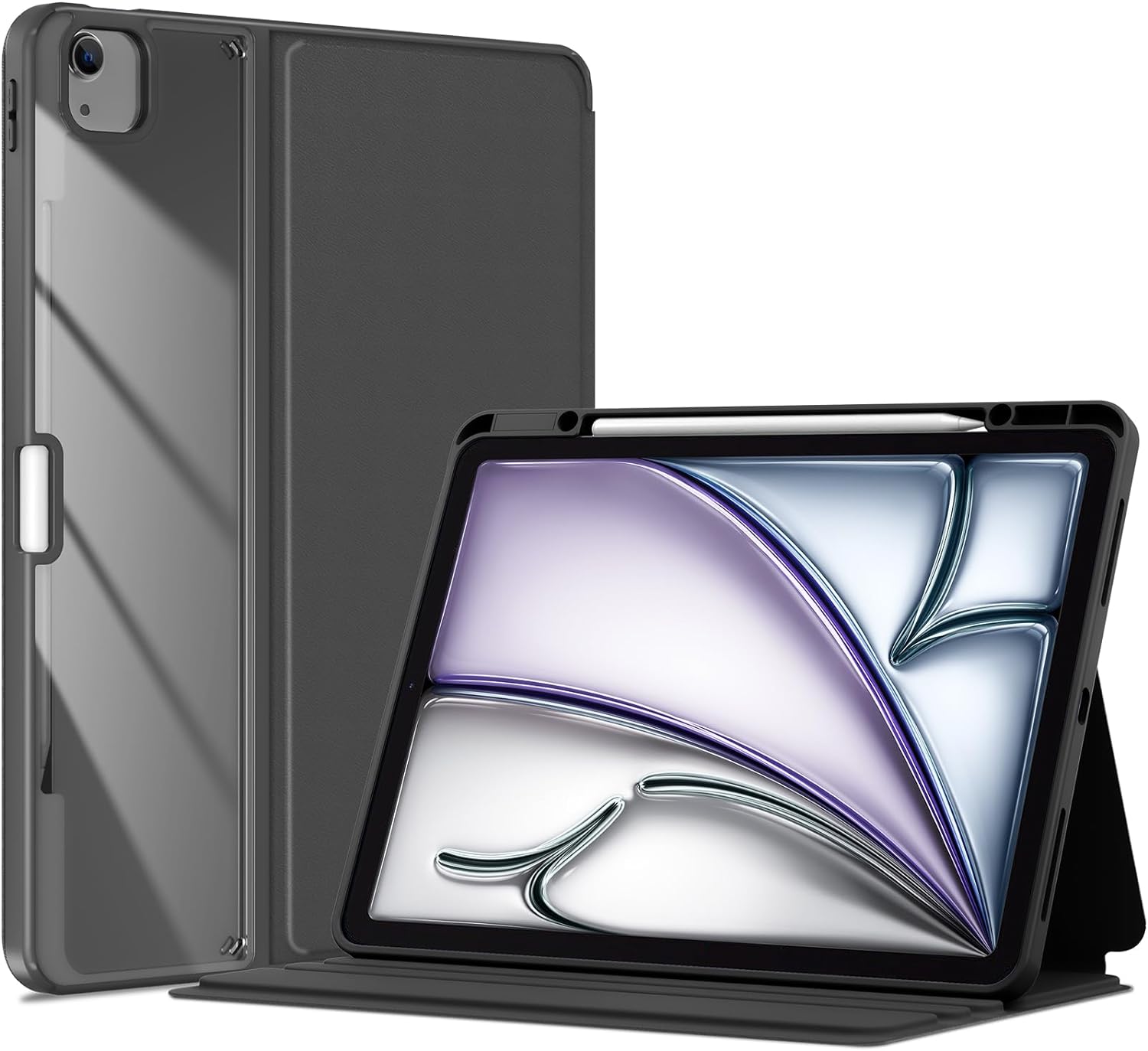 ProCase Transparent Back Folio Cover Case for iPad Air 13" Case M3/M2 & iPad Pro 12.9" 6th/5th/4th/3rd Gen Black